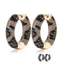 ZEMIOR Kpop Earrings For Women Mixed Color Full Cubic Zirconia Golden Circle Hoop Earring Female Fashion Cobra CZ Party Jewelry