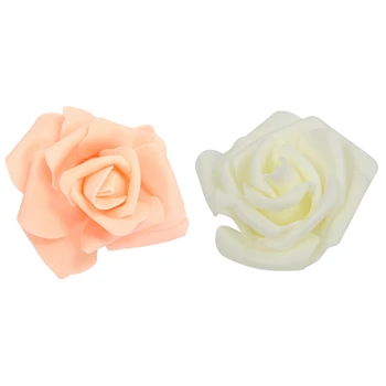 

Promotion! 200PCS Foam Rose Flower Bud Wedding Party Decorations Artificial Flower Diy Craft, 100PCS Champagne & 100PCS Creamy W