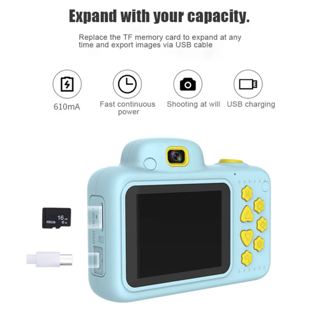 Детская цифровая камера игрушка подарок селфи камера 2,4 дюймов экран 8MP дети TF цифровая камера для мальчика и девочки# D2