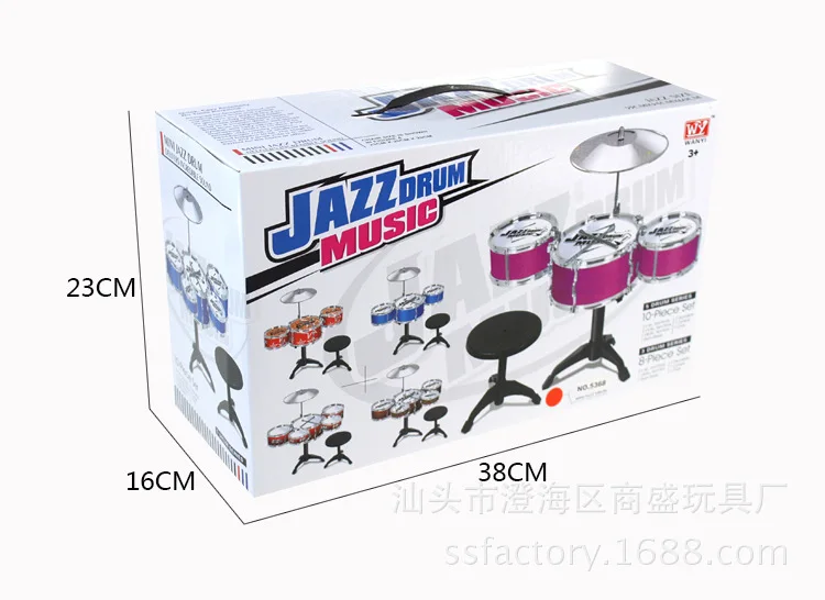 Большой размер модель Гальваническое-джаз барабан с стулом Beat Drum Kit пять барабанов комбинация детский музыкальный инструмент