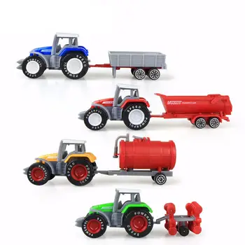 

4Pcs/Set Kids Simulate 1:64 Engineering Sliding Farm Tractor Alloy Car Toy