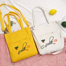 В Корейском стиле, простая оригинальная сумка тканевая через плечо, женская сумка