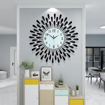 

38X38cm Newly Wall Clock Crystal Sun Modern Style Silent Clocks for Living Room Office Home Decoration digital wall clock ZM723