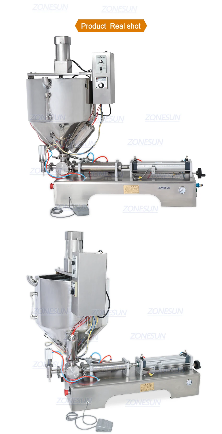 ZONESUN ZS-GTJH1 Pneumatic Single Nozzle Paste Filling Machine With Mixer And Heater