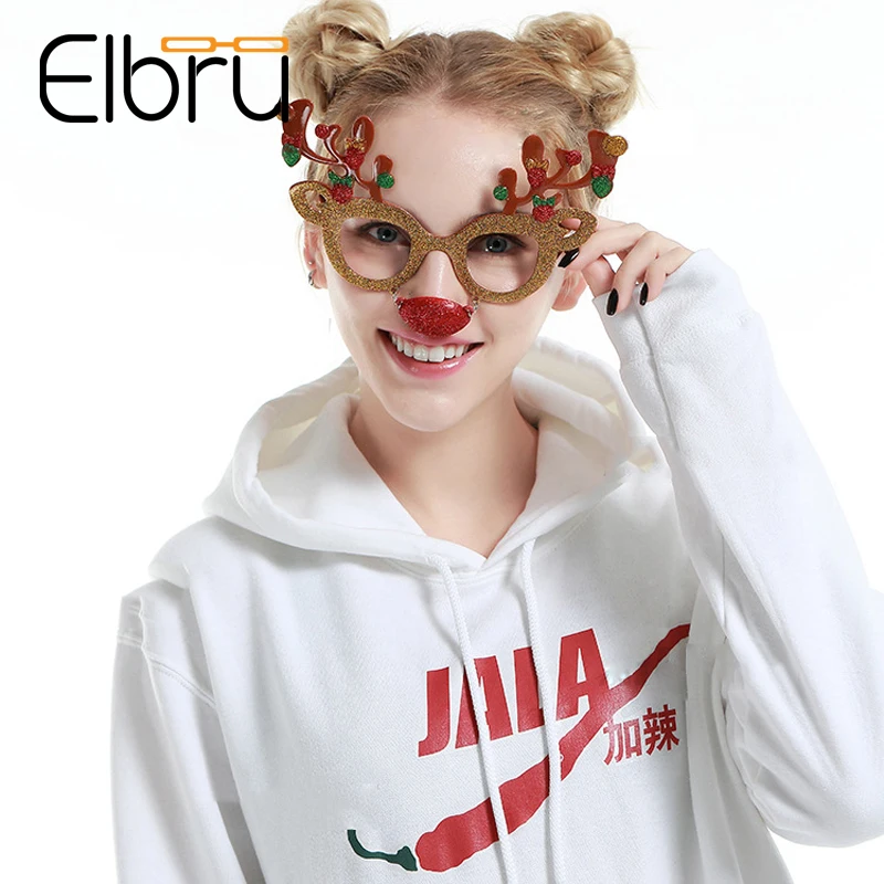 Elbru Рождественское украшение оленьи рога очки Рамка мультфильм олень очки фотобанк реквизит украшения очки для мужчин и женщин