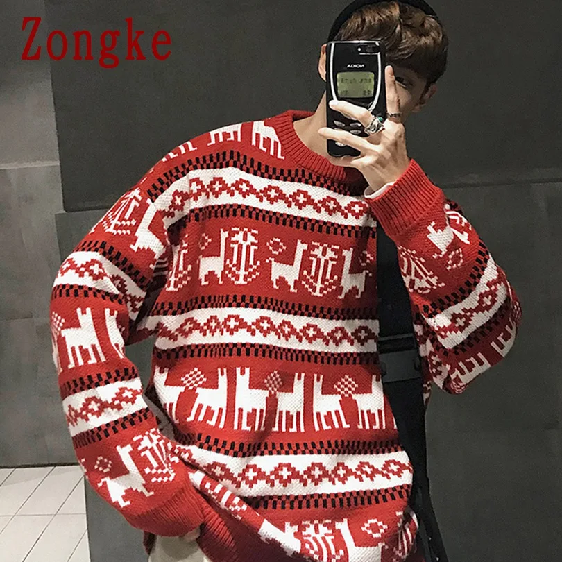 Zongke Harajuku зимний свитер мужской пальто пуловер и свитер для мужчин зимние мужские свитера для осень новая мужская одежда XXL