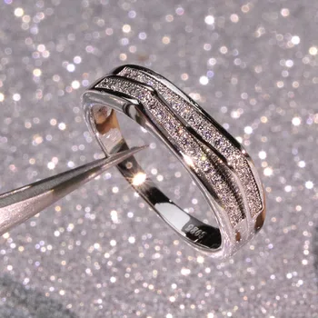 

CHM-1 Sterling Silver Color Double Crown Zircon Ring For Women Classical White Gold Finger Ring Wedding