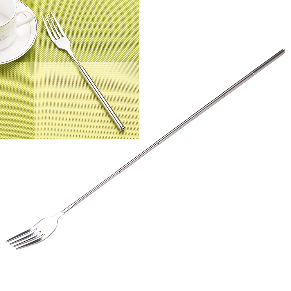 1 PC Stainless Steel Telescopic Fork Creative Dessert Western Food Serving Tableware For Home Kitchen 21-64.5cm | Дом и сад