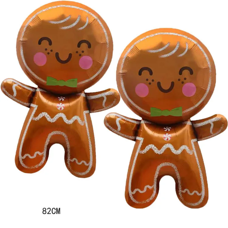 3Pcs Xmas Foil Decoration Balloon Ornaments for Children Kids Holiday Baking Theme Party Supplies 31inch Christmas Giant Gingerbread Man Cookie Balloons 
