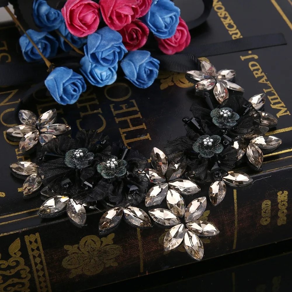 Ожерелье с цветком, колье с кристаллами для женщин, вечерние ювелирные изделия, подарок, колье для женщин