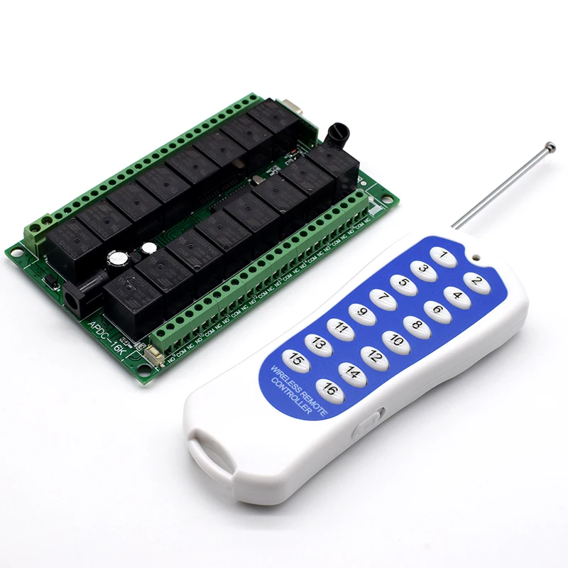 

1000M Long Range DC12V or 24V 16CH Radio Controller RF Wireless Remote Control Switch System 1pcs Transmitter + 1pcs Receiver