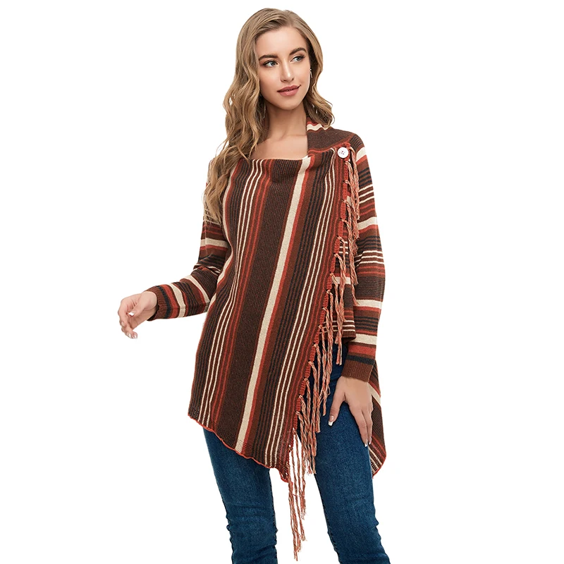 

Tassel shawl sweater sweater sweater sweater new style for women in Europe and America in autumn and winter 2019