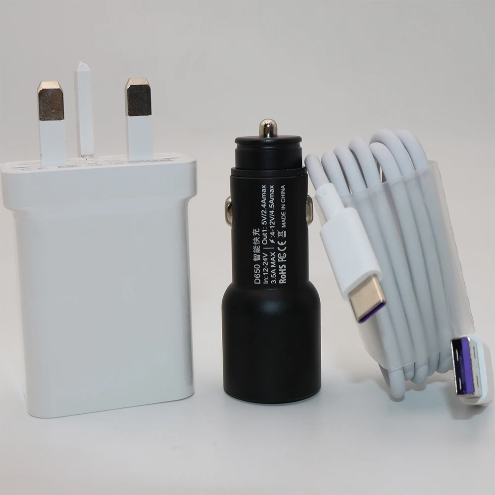 Для huawei Supercharge автомобильное зарядное устройство из металла FCP Быстрая зарядка для huawei P30 P20 P10 P9 Plus mate 30 20 10 9 8 Pro Lite Honor V20 V10 - Тип штекера: UK car set