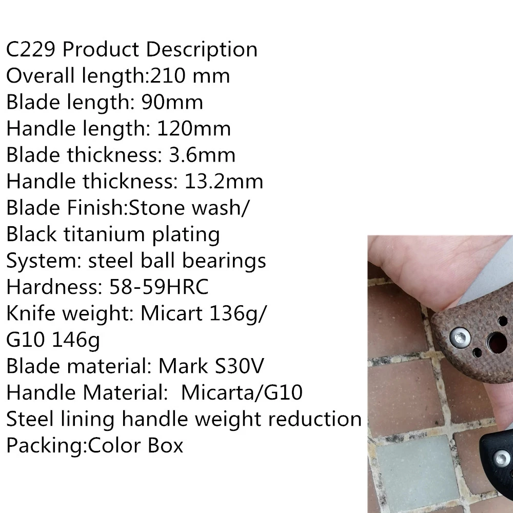 2021 г. шариковый подшипник Shaman C229 micora/G10 рукоятка Mark S30v карманный складной нож для