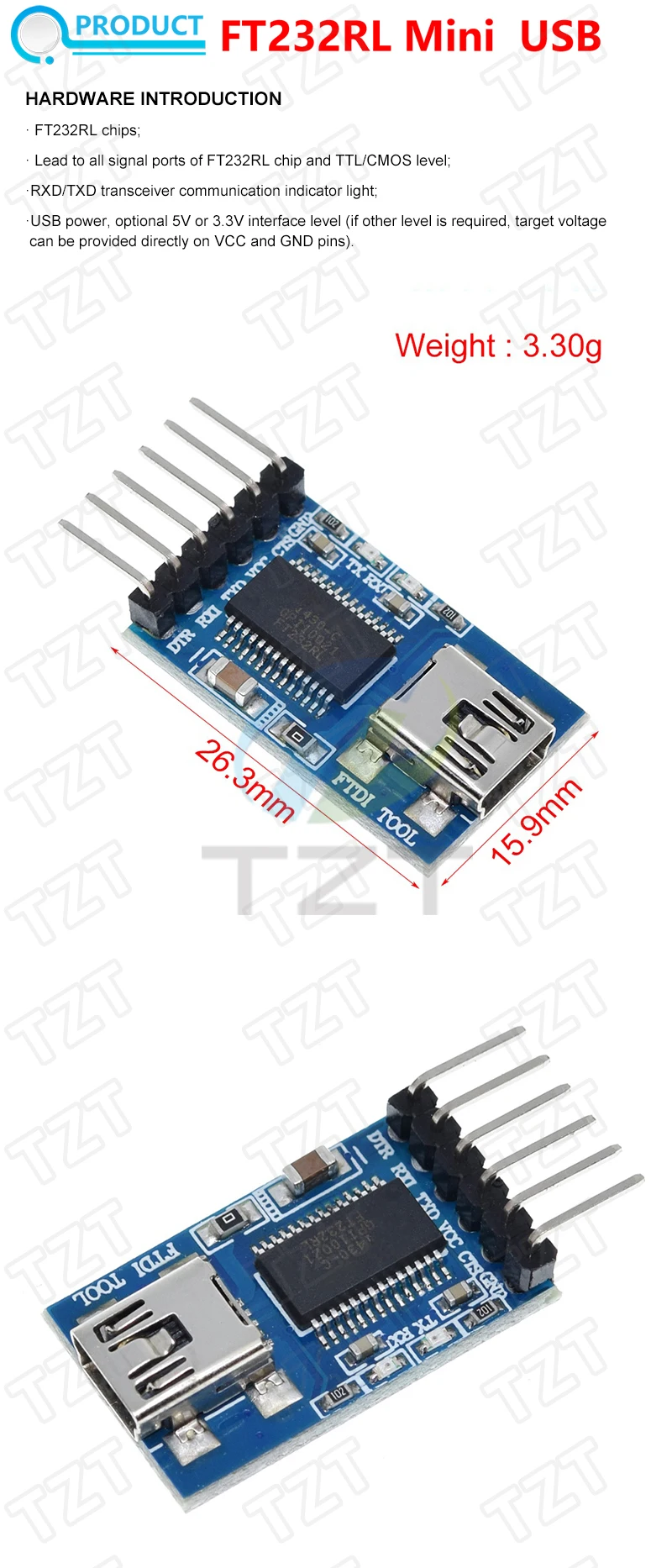 1/3PCS FT232BL FT232RL Grundlegende Breakout Board FTDI FT232 USB ZU TTL 5V 3,3 V Debugger Download kabel Zu Serielle Adapter Modul – Detail 11