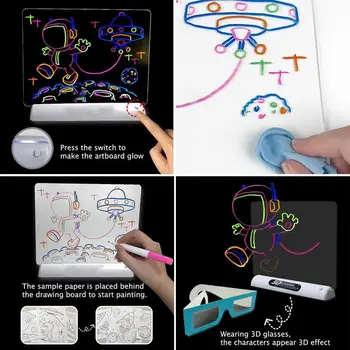 

LED Magnetic Luminous Light Drawing Board Graffiti Magic Drawing Board Tablet Draw With Light Kids Painting Fun Educational Toy
