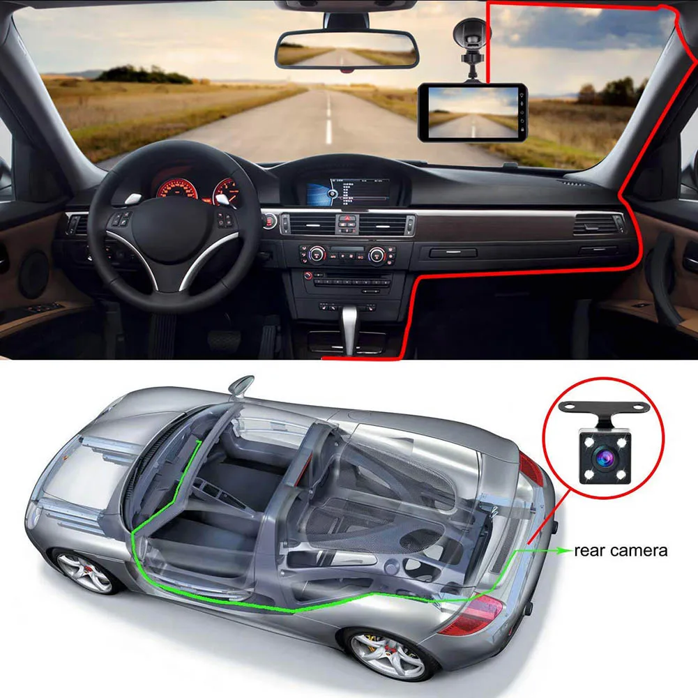 Камера для автомобиля 4 дюймов авто HD сенсорный экран DVR камера g-сенсор двойной видеорегистратор Популярный бутик