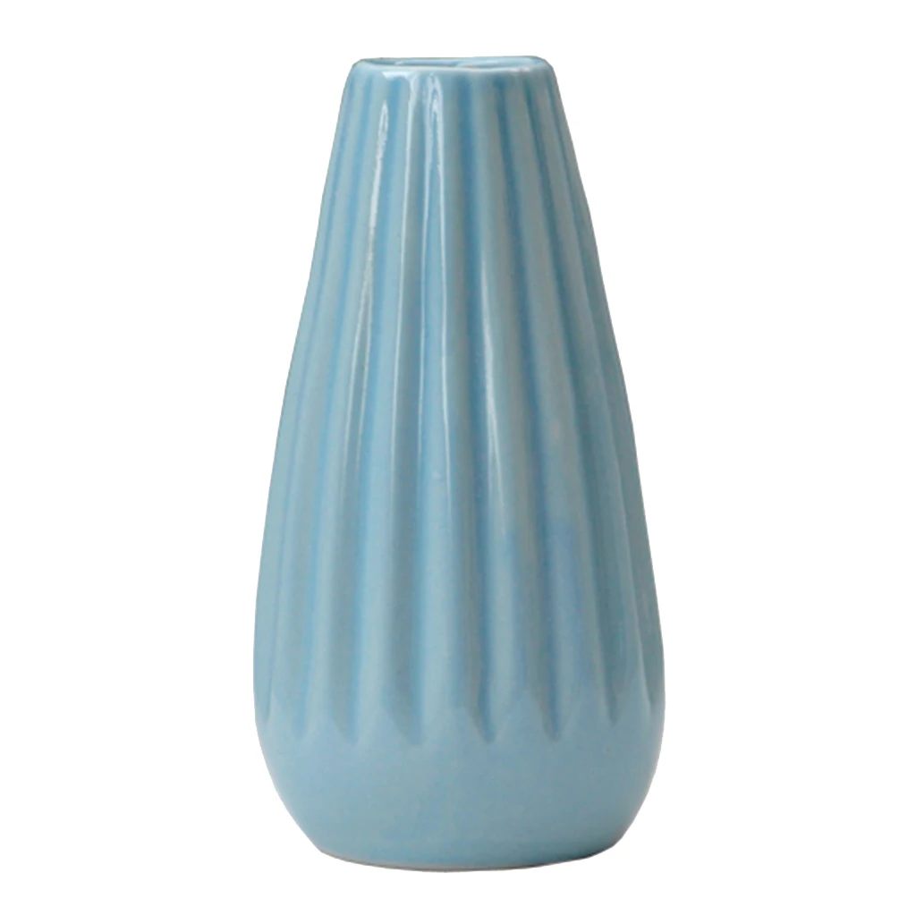 Home Garden Ceramic Mini Vase Stripe Planter Pot Ornaments Decor Decoration