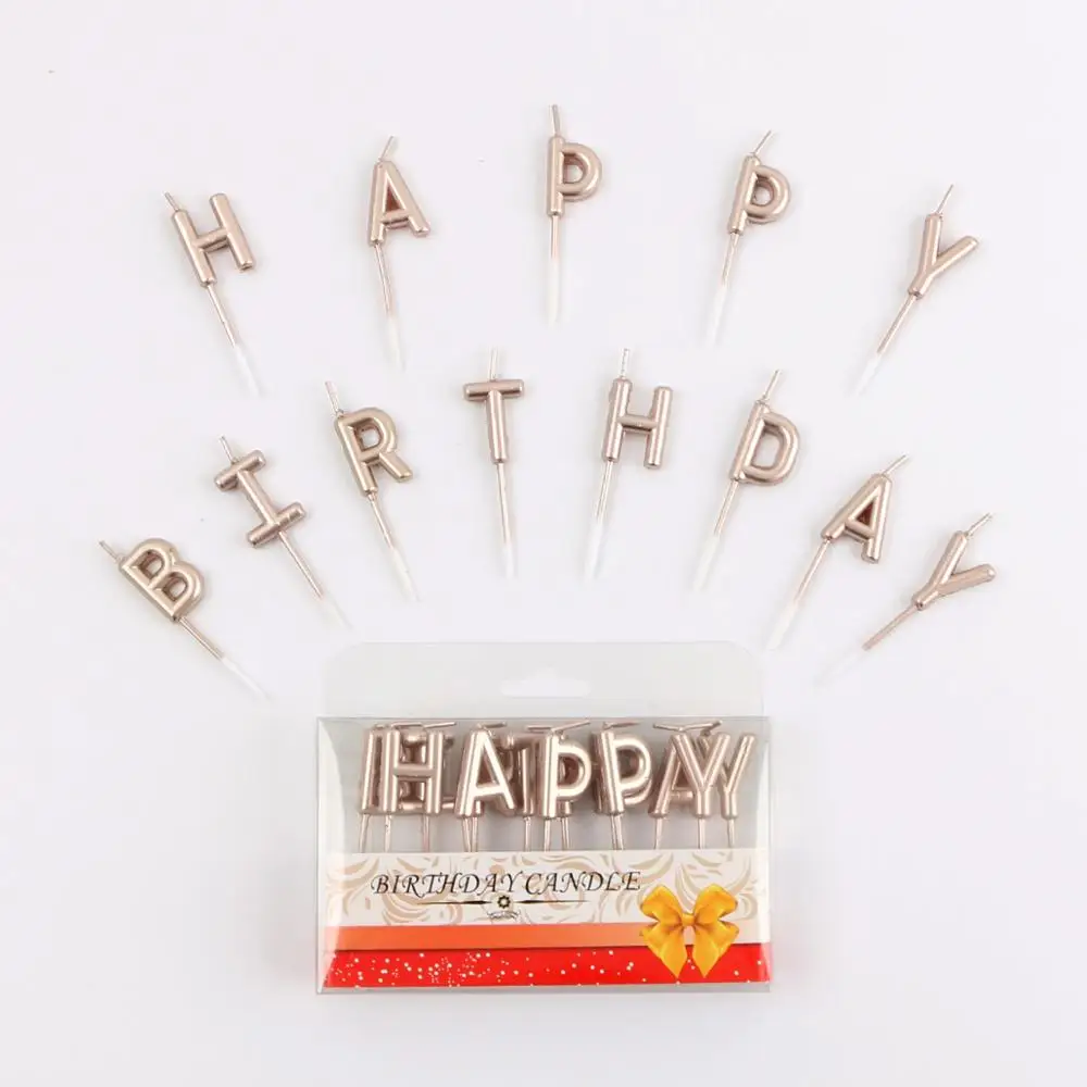Happy Champagne 1 комплект золотого и серебряного цвета с надписью «Happy Birthday», праздничный торт, праздничные принадлежности для дня рождения, милые свечки на день рождения для кухни, выпечка в подарок - Цвет: Happy Champagne