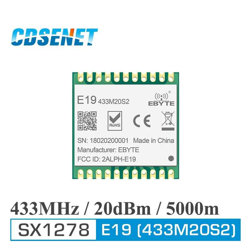 CDSENET E19-433M20S2 SX1278 LoRa 433 МГц SMD SPI коммуникатор дальнего действия радио 100 мВт