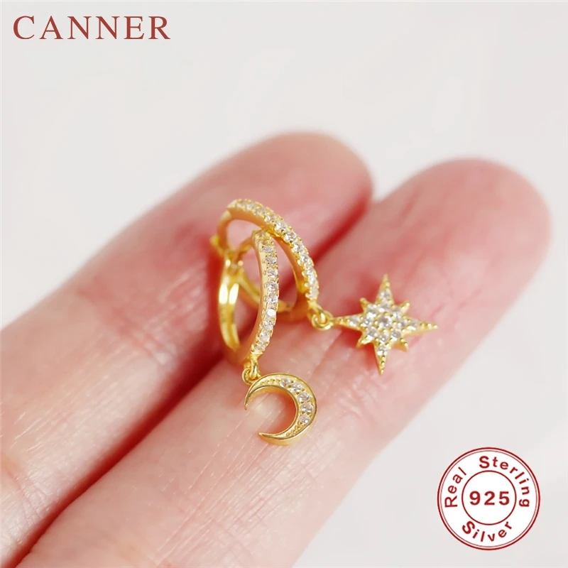 gold 1 925 пробы серебряные серьги-кольца для женщин, очаровательные геометрические серьги INS, минималистичные циркониевые серьги с Луной/ракушкой/глазом дьявола, Золотые серьги - Окраска металла: gold 1