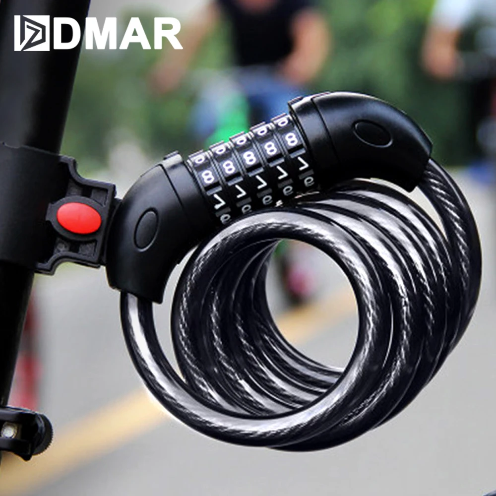 

Anti-Theft Bike Lock 5 Digit Code Combination Bicycle Security Lock 120cm x 1.2cm Steel Cable Spiral Bike Cycling Bicycle Lock