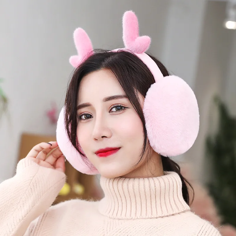 Cute Reindeer Fur Winter Earmuffs Ear Christmas Warmers Winter Comfort Earmuffs Warm Winter Earmuffs For Women Girls Boys