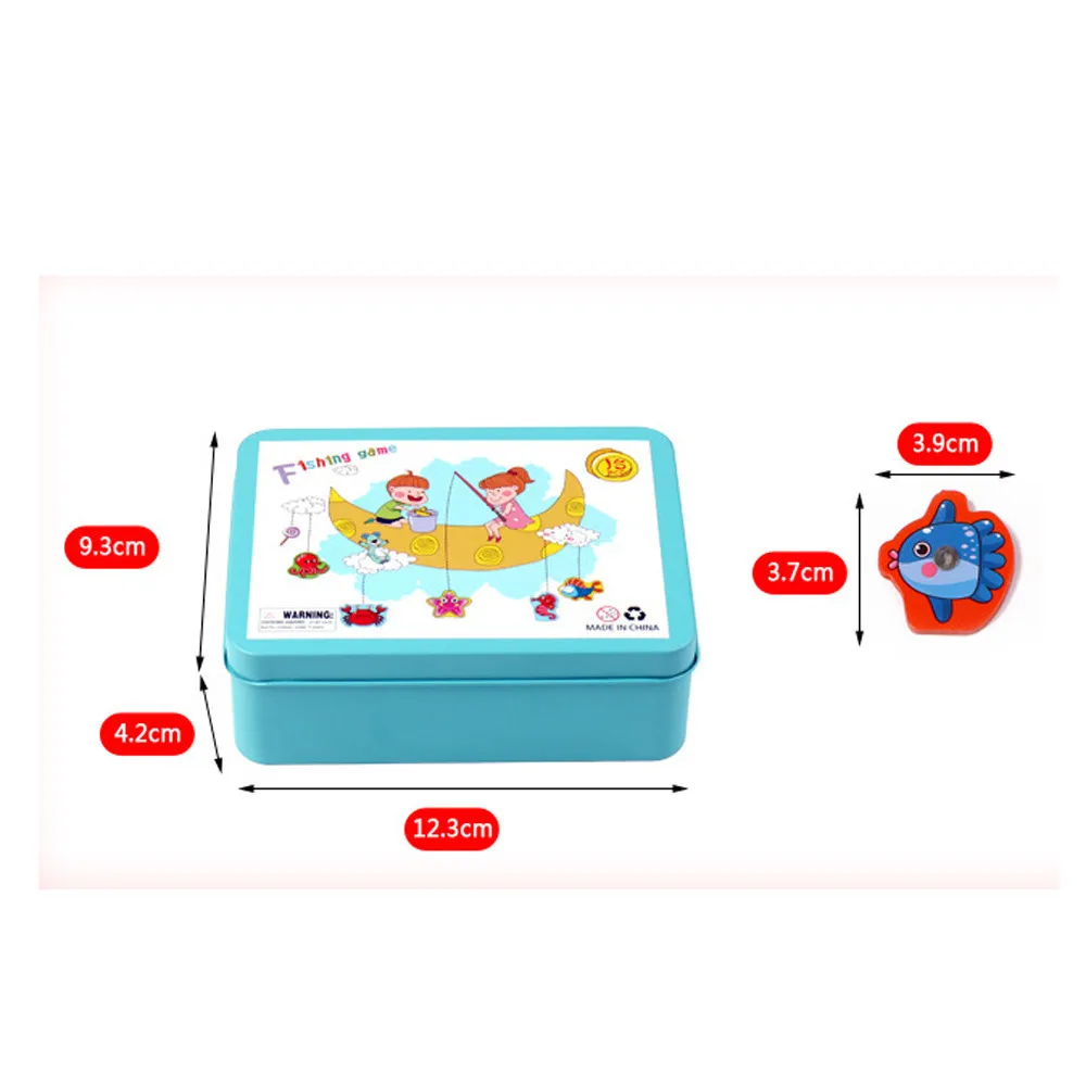 

15Pcs Toy Fish Wooden Magnetic Children Fishing Game Set Fish Game Educational Toy Water Play Baby Fishing Rods Toy
