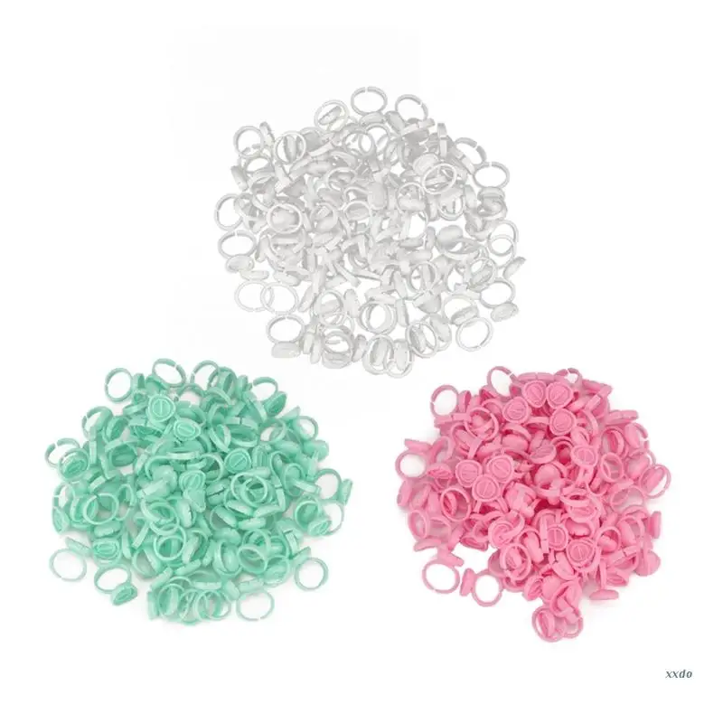 100Pcs Lash Glue Holder Ring Cups Extension Volume Lashes Quick Blossom 2 Methods of Use White/Pink/Green | Красота и здоровье