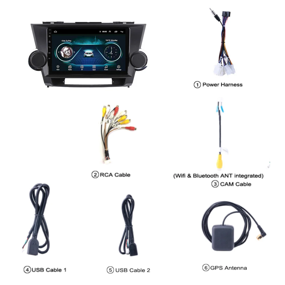 Top Car radio for Toyota highlander 2009-2014  Android 8.1 9" Car Multimedia player GPS Navigation 4