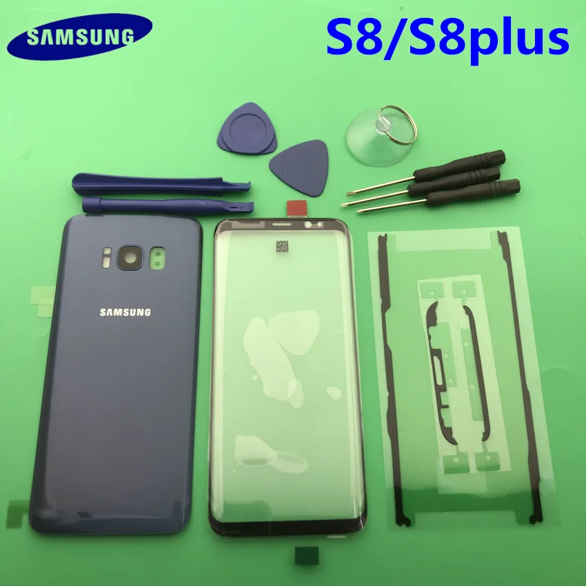 Ceny Nowa oryginalna przednia do szkła ekranu i soczewek Samsung Galaxy s8 edge G950 S8 plus G955 tylna obudowa na baterię drzwi tylna obudowa z klejem