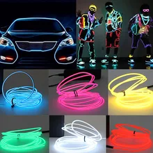 Neon Light Sewing Edge EL Wire Led Dance Party Decor Car Lights Neon LED lamp Flexible 2m Rope Tube LED Strip 2M Length