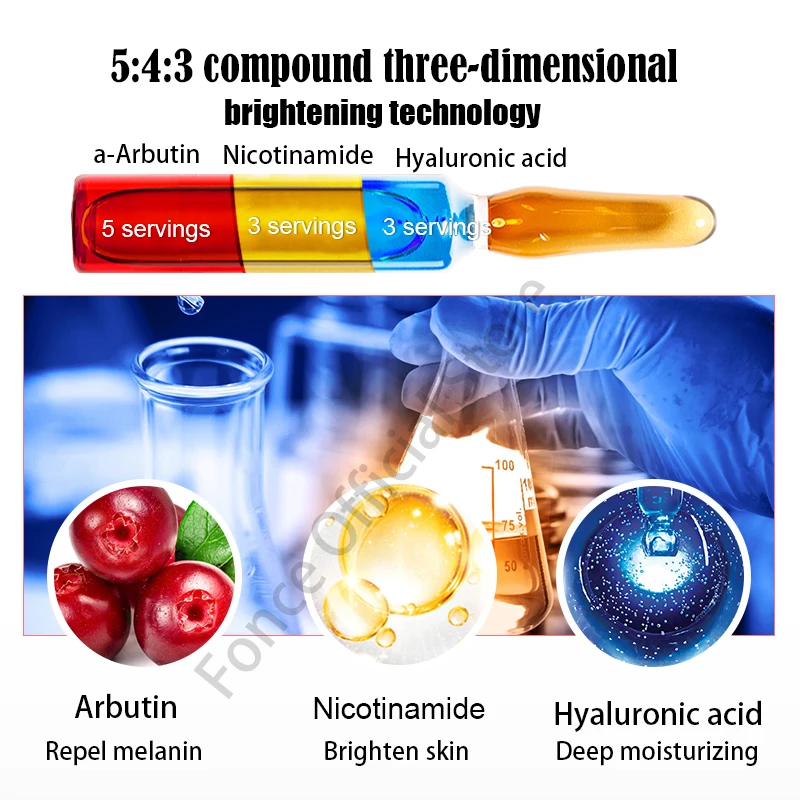 Fonce арбутин мерцающая, для лица Сыворотка 28 бутылочка маленькая ампула осветляющая кожу Ниацинамид восстанавливающая Отбеливающая увлажняющая