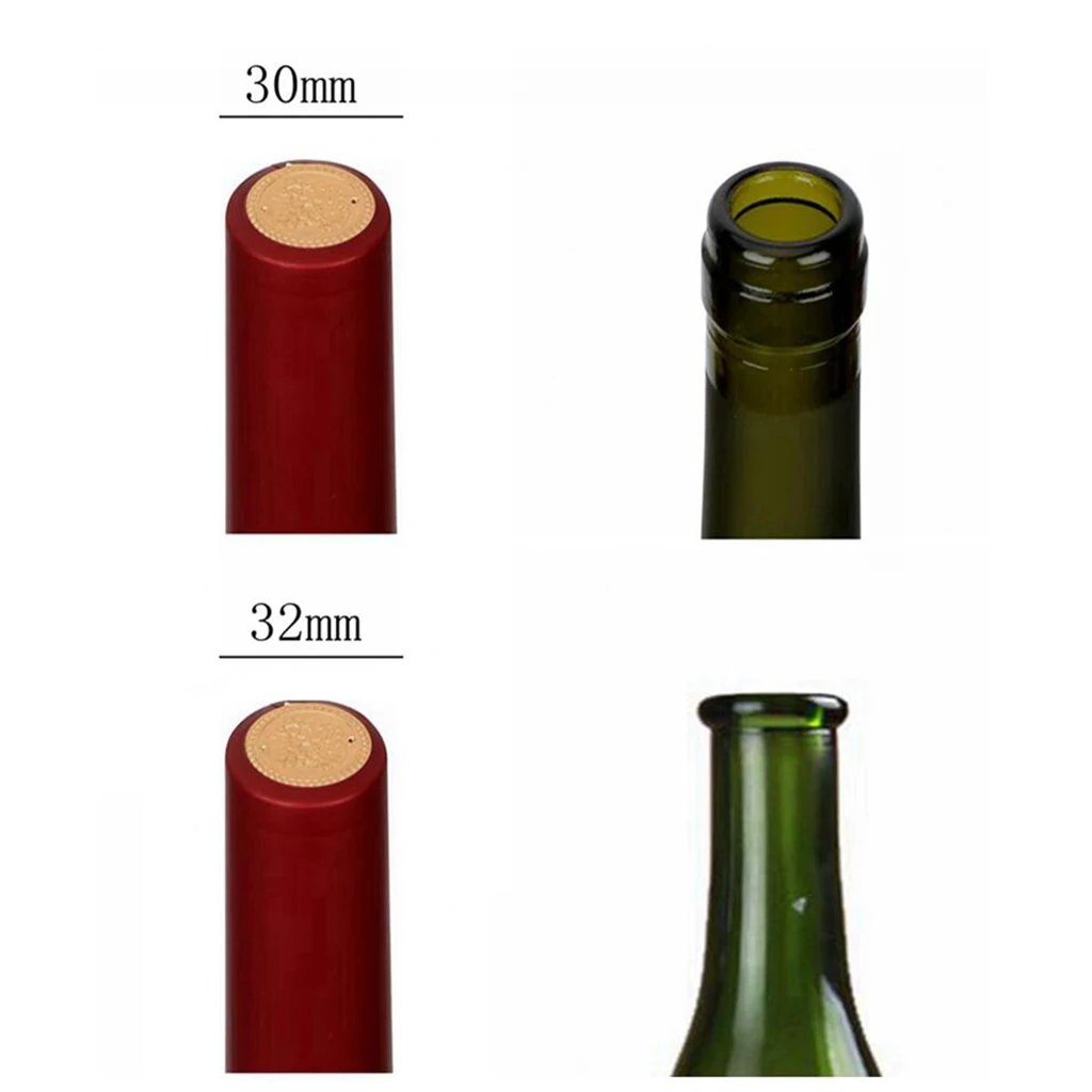 100pcs 30mm PVC Wine Bottle Heat Shrink Caps Sealing Cover Home Brew Golden 