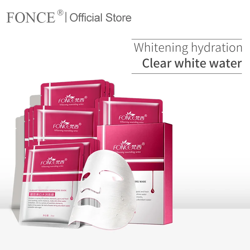 Fonce Whitening Facial Mask 20 Piece Treatment Fade Freckle Dark Silk Hyaluronic Acid Moisturizing Bright Skin Care | Красота и