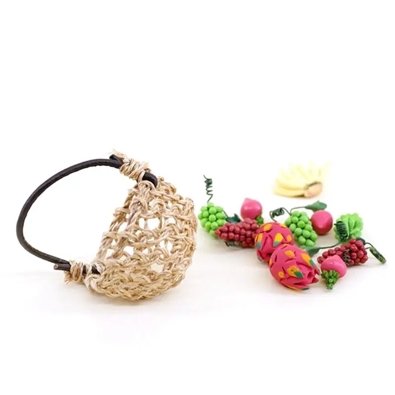 1/12 Dollhouse Miniature Accessories Mini Hemp Rope Basket Model Simulation Toys for Doll House Decoration