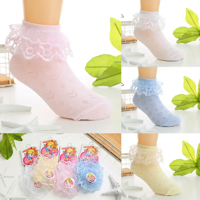 Emmaaby/кружевные короткие носки с оборками для маленьких девочек Нескользящие