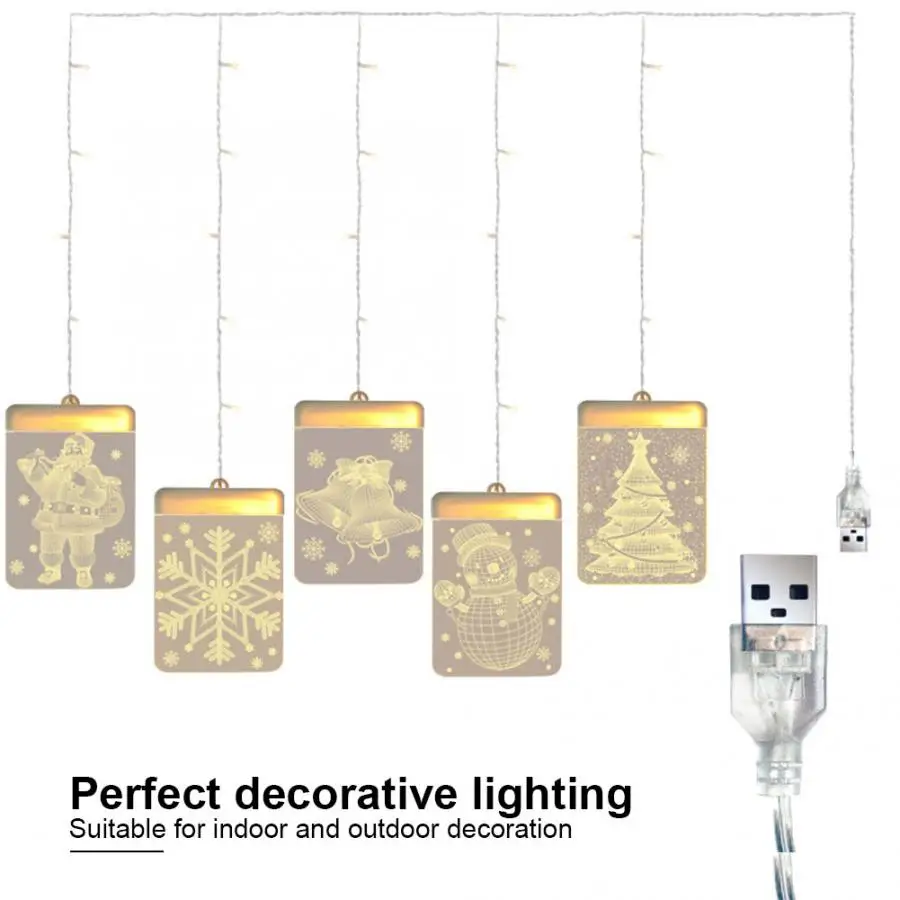Solar USB LED 3D Santa Claus/Snowflake/Snowman/Christmas Tree/LED Ice Bar Lamp Decoration Night String Light for Christmas