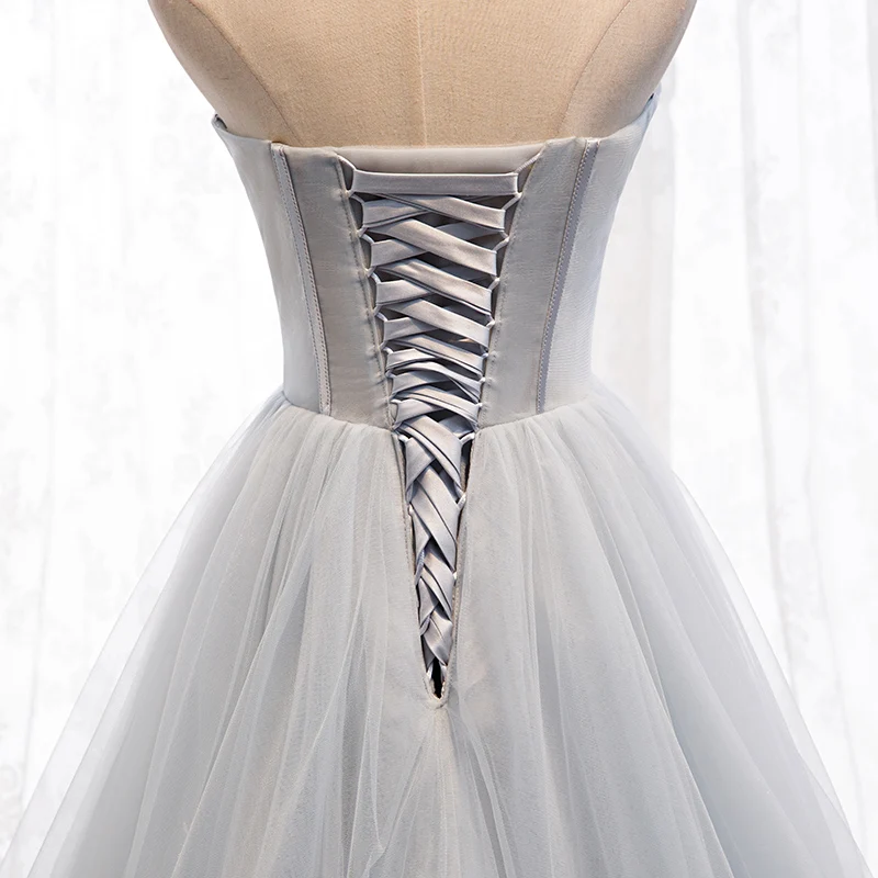 ERINBESS Robe De Soiree A-Line Серый Тюль с бусинами длинное платье для выпускного вечера es вечерние платья Элегантное праздничное длинное платье для выпускного вечера
