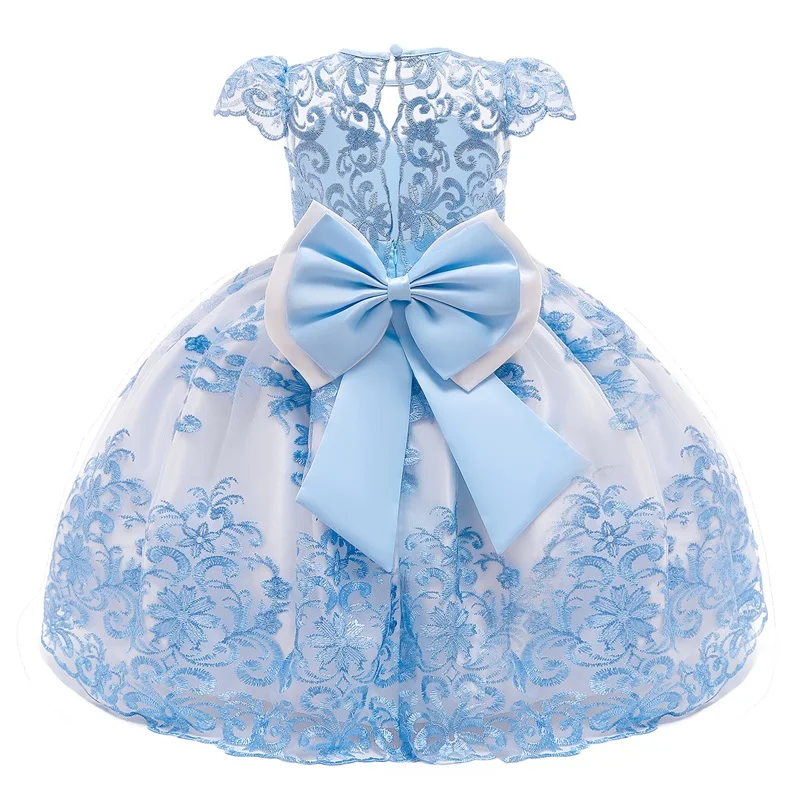 Flower Princess Party Dresses Children's Clothing Kids Dresses for Girls Wedding Elegant Gown for 4 6 8 9 10 Yrs Chritmas Dress - Цвет: blue10