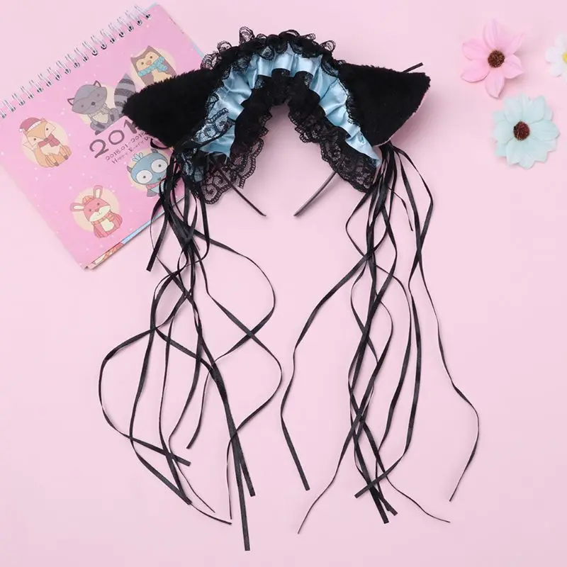Cosplay&ware Women Ruffles Lace Headband Plush Cat Ears Ribbon Golden Bell Tassels Decor Lolita Cosplay Hair Hoop Lovely Pointed Fluffy -Zentai shop online Hdceea01c70db4b029ef037876b0c436eX.jpg
