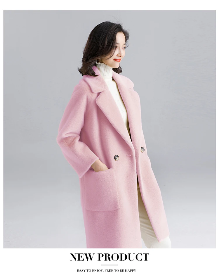 Женское пальто из искусственного меха, женское элегантное пальто из искусственного меха норки с отложным воротником, высококачественное плотное теплое шерстяное пальто