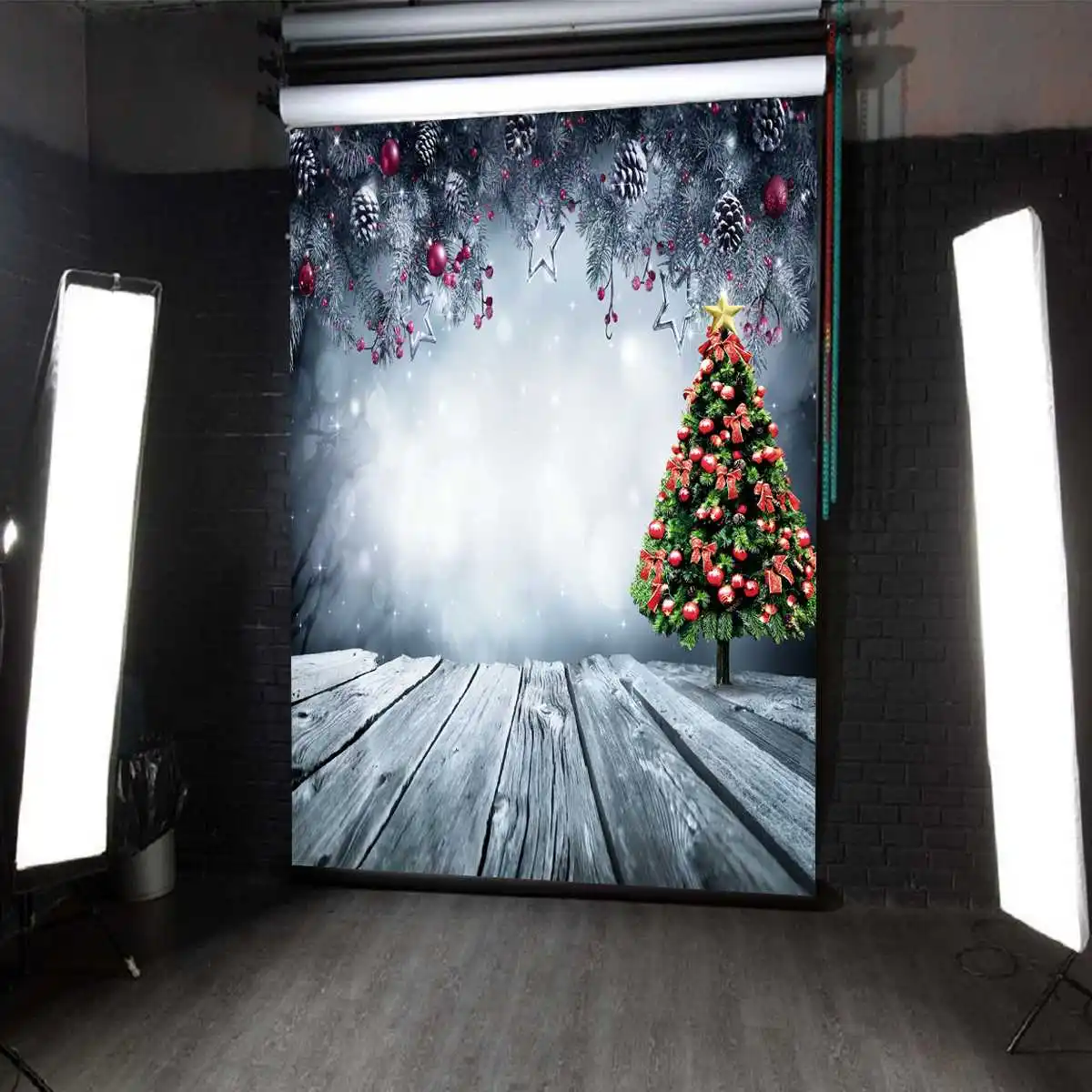 Freya 7x5FT покрытый снегом лес фон для студийной фотосъемки вечерние фото-съемки пол сзади капли Фотофон комплект 2,1x1,5 м