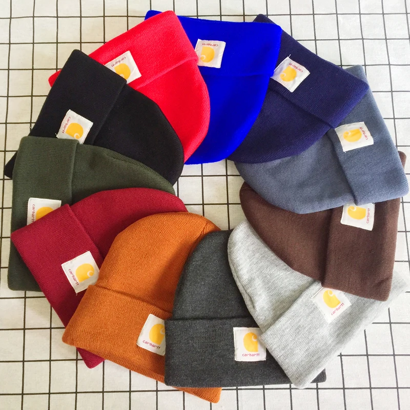 

High Quality Women Hat Men Letter Pattern Knit Hat Cap Simple Solid Color Wool Hat Winter Warm Beanie Skullies Hat Wholesale
