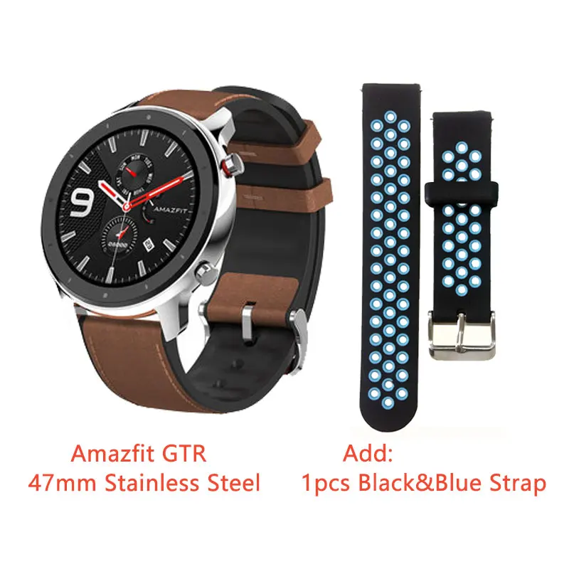Глобальная версия Amazfit GTR 47 мм Смарт часы Бег Плавание Спорт Здоровье сердечного ритма Smartwatch 24 дня батарея gps - Цвет: Steel Add BlackBlue