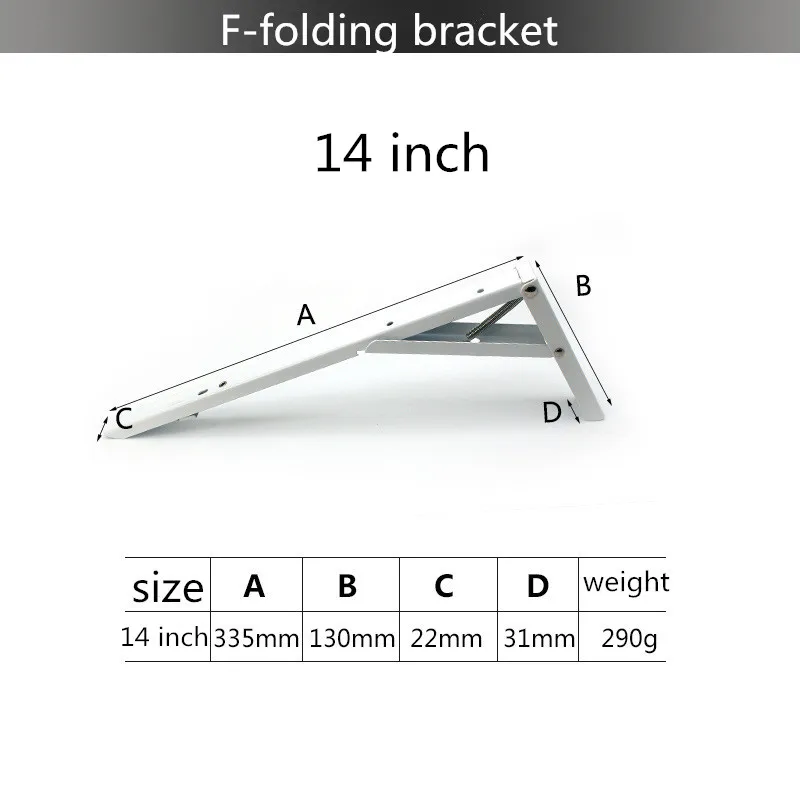 F 14 inch KK& FING, 2 шт./набор, белый треугольник, складной угловой кронштейн, регулируемый, настенный, Прочный подшипник, полка, кронштейн, мебельная фурнитура - Цвет: F 14 inch