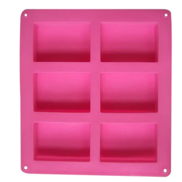 6-Cavity Plain Rectangle Soap Mold Silicone for Homemade Craft Multi Color |