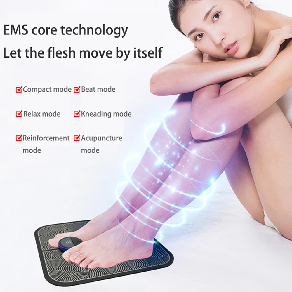 Electric EMS Muscle Stimulator Foot Massager Mat TENS ABS Pulse Acupunctur Pad Improve Blood Circulation Feet Cushion Relaxation