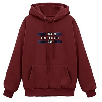 

Autumn Winter Plus Velvet Hoodies For Women Letter Print Hooded Sweatshirts Ladies Loose Long Sleeve Warm Long Hoodies Tops