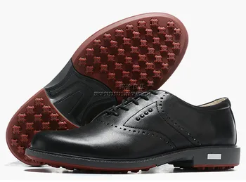 

Genuine Leather Golf Boots Businessman Boat Shoes Men's Black Walking Sport Shoes Spikeless Golf Sneakers British Golf Training